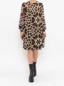 A-K-R-I-S x Brown Silk Patterned Dress (XS, S)