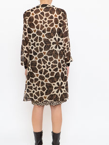 A-K-R-I-S x Brown Silk Patterned Dress (XS, S)