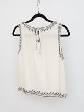 Load image into Gallery viewer, ALICE + OLIVIA x Deastock White Silk Beaded Tank (XS)