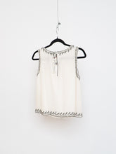 Load image into Gallery viewer, ALICE + OLIVIA x Deastock White Silk Beaded Tank (XS)