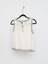 Load image into Gallery viewer, ALICE + OLIVIA x Deastock White Silk Beaded Tank (XS)