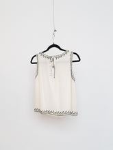 Load image into Gallery viewer, ALICE + OLIVIA x Deastock White Silk Beaded Tank (XS)