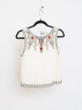 Load image into Gallery viewer, ALICE + OLIVIA x Deastock White Silk Beaded Tank (XS)