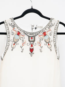ALICE + OLIVIA x Deastock White Silk Beaded Tank (XS)