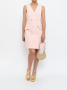 BADGELY MISCHKA x Light Pink, Gold Buttoned Dress (XS, S)
