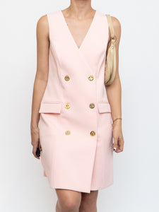 BADGELY MISCHKA x Light Pink, Gold Buttoned Dress (XS, S)
