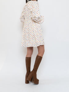 VALENTINO x Cream Dotted Silk Dress (M)