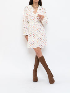 VALENTINO x Cream Dotted Silk Dress (M)
