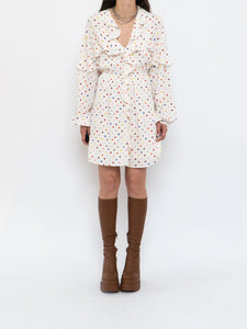 VALENTINO x Cream Dotted Silk Dress (M)