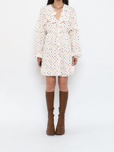 VALENTINO x Cream Dotted Silk Dress (M)