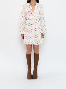 VALENTINO x Cream Dotted Silk Dress (M)
