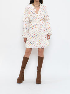 VALENTINO x Cream Dotted Silk Dress (M)