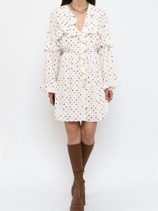 VALENTINO x Cream Dotted Silk Dress (M)