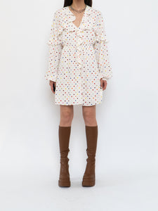VALENTINO x Cream Dotted Silk Dress (M)