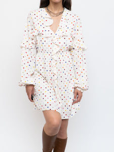 VALENTINO x Cream Dotted Silk Dress (M)