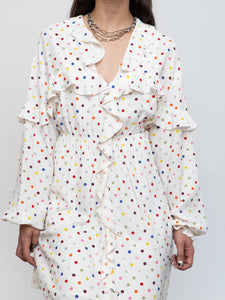 VALENTINO x Cream Dotted Silk Dress (M)