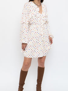 VALENTINO x Cream Dotted Silk Dress (M)