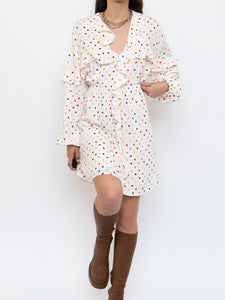 VALENTINO x Cream Dotted Silk Dress (M)