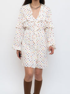 VALENTINO x Cream Dotted Silk Dress (M)