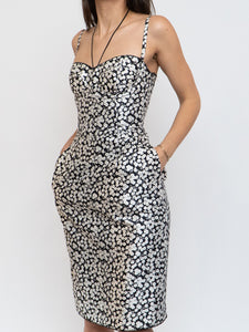 DOLCE & GABANNA x VINTAGE Black, White Floral Bustier Dress (XS, S)