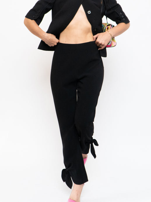 CINQ A SEPT x Black Tie-up Silk-feel Pant (S, M)