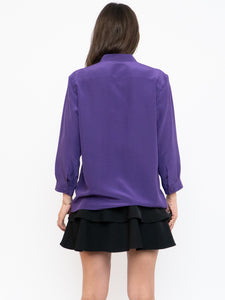 FENDI x Purple Silk Bow Blouse (S, M)
