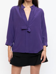 FENDI x Purple Silk Bow Blouse (S, M)