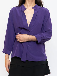 FENDI x Purple Silk Bow Blouse (S, M)