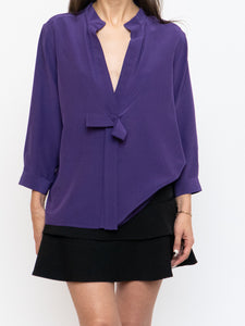 FENDI x Purple Silk Bow Blouse (S, M)