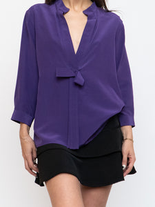 FENDI x Purple Silk Bow Blouse (S, M)