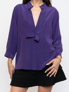 FENDI x Purple Silk Bow Blouse (S, M)