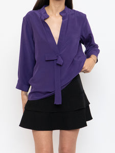 FENDI x Purple Silk Bow Blouse (S, M)