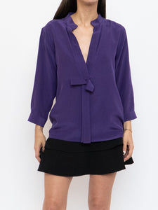 FENDI x Purple Silk Bow Blouse (S, M)