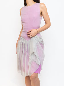 FENDI x Magenta, Grey Delicate Silk Pleated Dress (M)