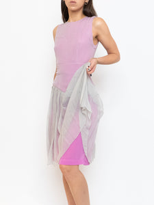 FENDI x Magenta, Grey Delicate Silk Pleated Dress (M)