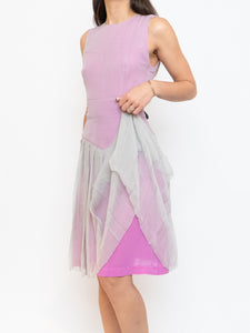 FENDI x Magenta, Grey Delicate Silk Pleated Dress (M)