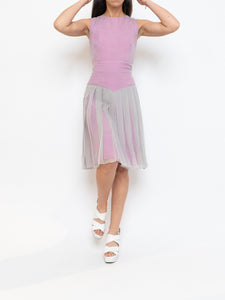 FENDI x Magenta, Grey Delicate Silk Pleated Dress (M)