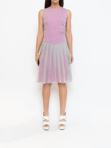 FENDI x Magenta, Grey Delicate Silk Pleated Dress (M)