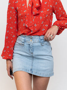Vintage x Lightwash Studded Denim Mini Skirt (M)