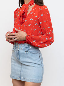 Vintage x Lightwash Studded Denim Mini Skirt (M)