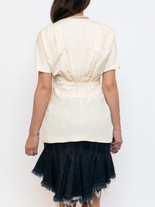 PRADA x Cream Linen Pleated Top (M)