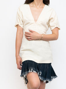 PRADA x Cream Linen Pleated Top (M)