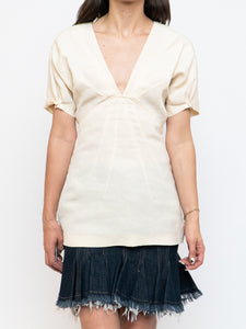 PRADA x Cream Linen Pleated Top (M)