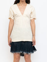 Load image into Gallery viewer, PRADA x Cream Linen Pleated Top (M)