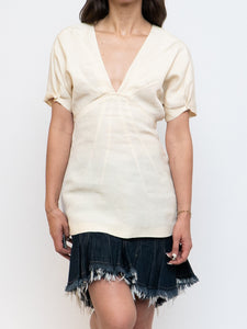 PRADA x Cream Linen Pleated Top (M)