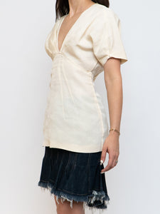 PRADA x Cream Linen Pleated Top (M)