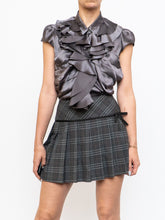 Load image into Gallery viewer, Vintage x Grey Plaid Pleated Bow Mini Skirt (S, M)