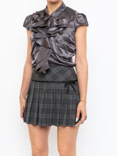 Load image into Gallery viewer, Vintage x Grey Plaid Pleated Bow Mini Skirt (S, M)