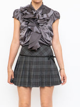 Load image into Gallery viewer, Vintage x Grey Plaid Pleated Bow Mini Skirt (S, M)