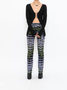 PRADA x 2019 Black Floral Belted Stretch Pant (S, M)